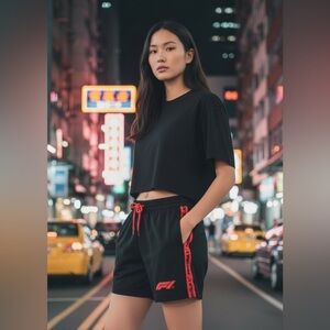 Black and Red Formula 1 Shorts (top also available in closet)